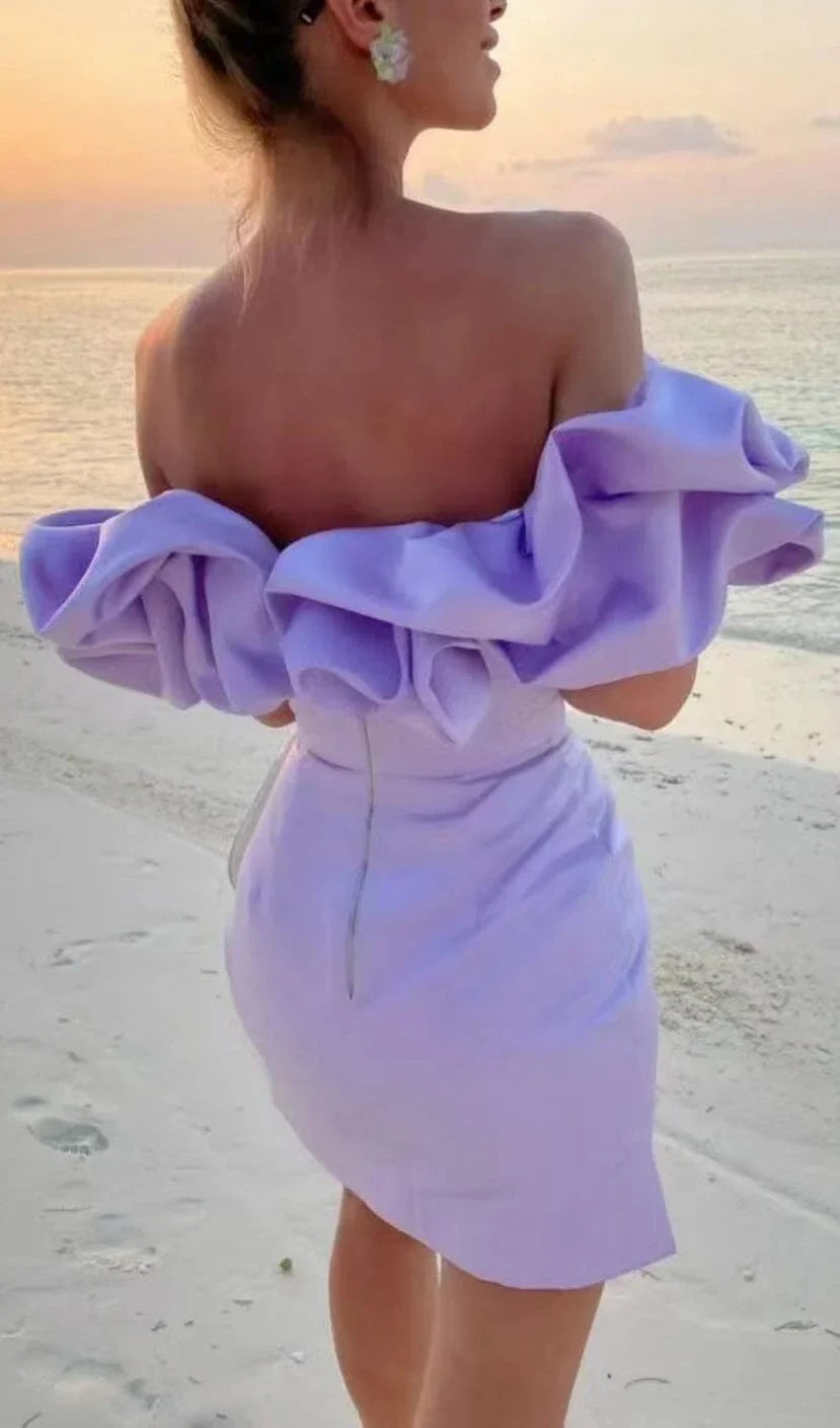 Elegant Mini Cocktail Dress for Women with Ruffles and Off Shoulder