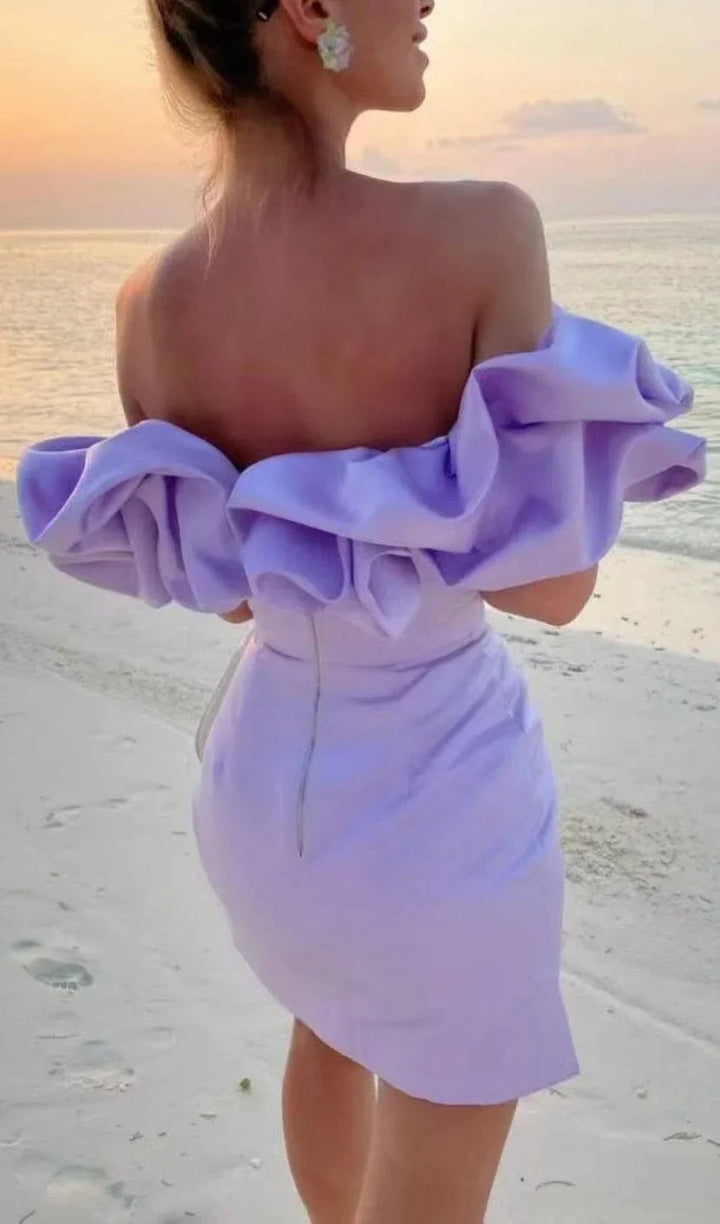 Elegant Mini Cocktail Dress for Women with Ruffles and Off Shoulder