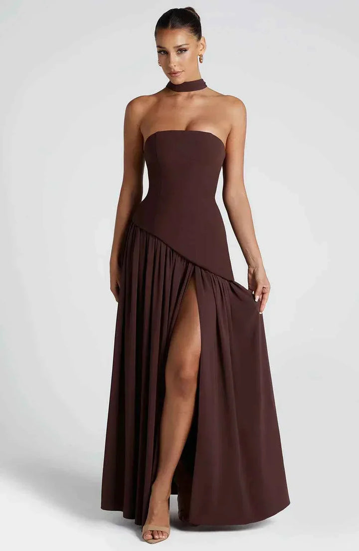 Luxury Maxi Evening Dress with Shawl and Strapless Neckline