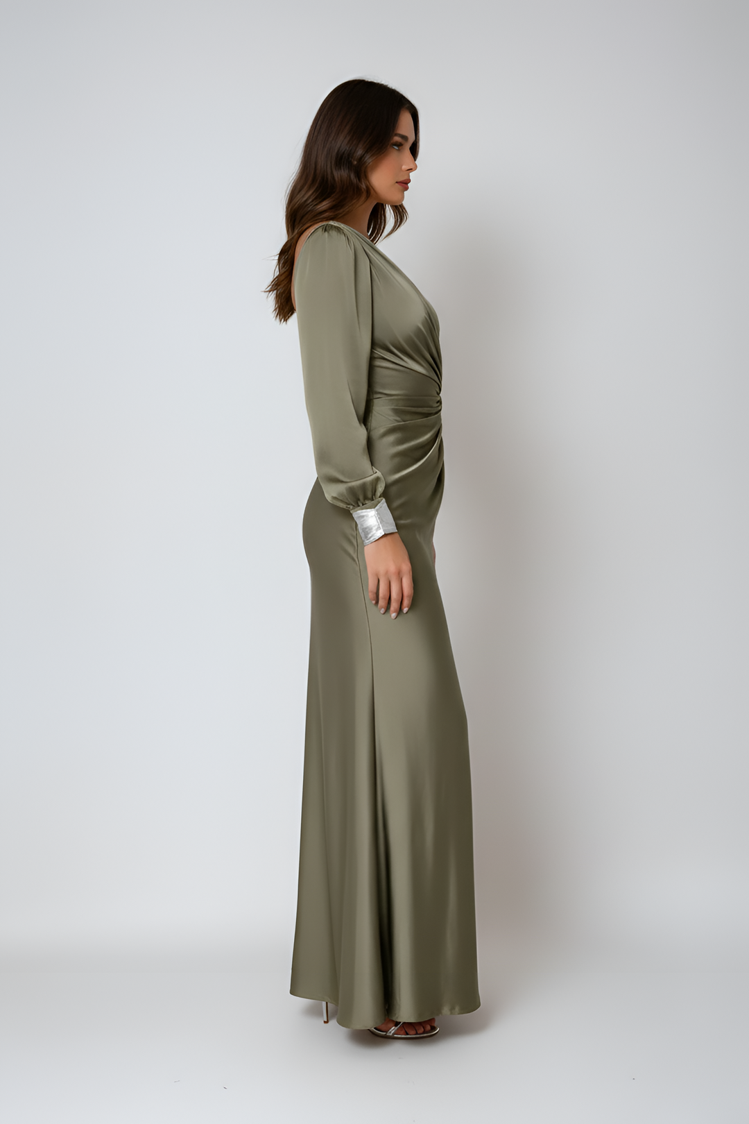 Elegant One Shoulder Gala Maxi Dress for Women with High Split