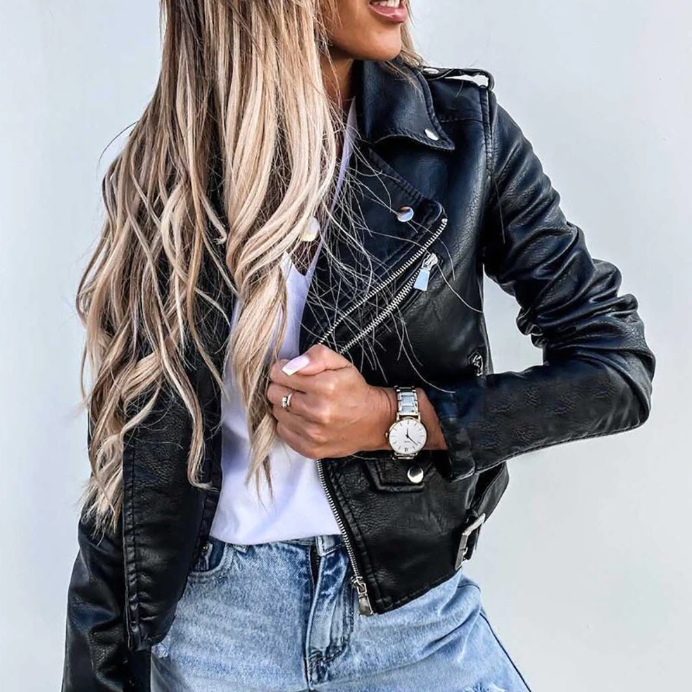 Miriam | Classic Leather Biker Jacket