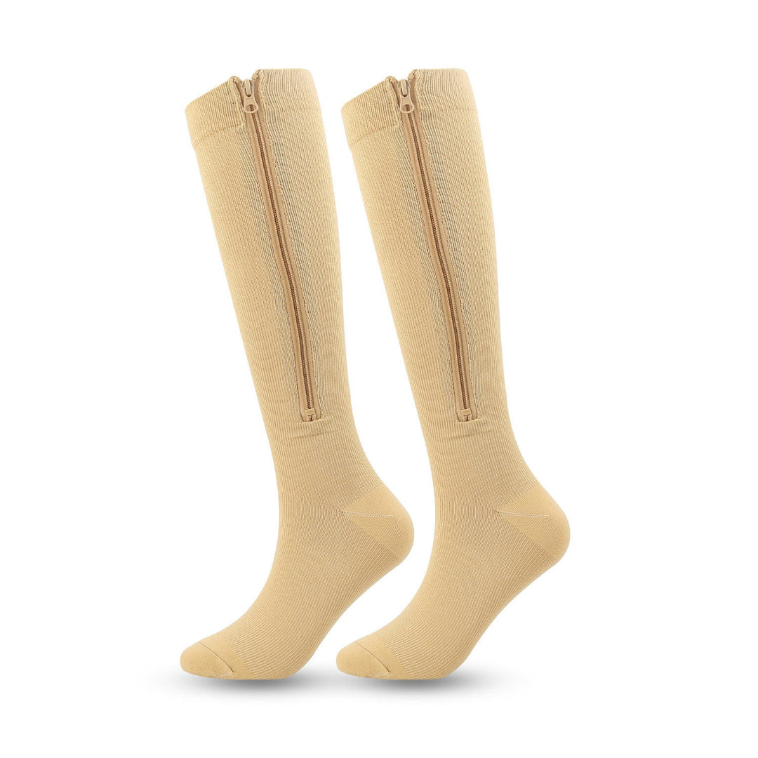 Soft Elastic Women's Compression Stockings with Zipper and Support Function