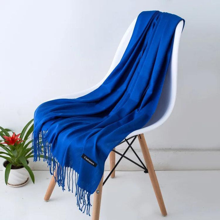 Luxury Warm Cashmere Scarf with Fringe Detail