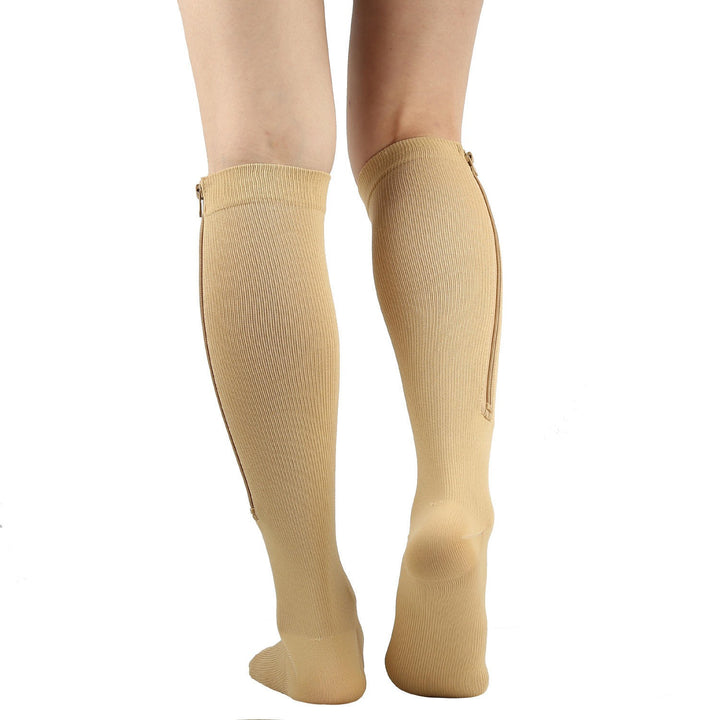 Soft Elastic Women's Compression Stockings with Zipper and Support Function