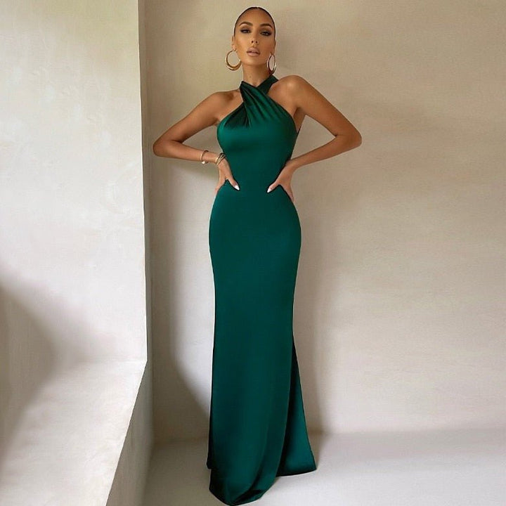 Glea | Luxury Halter Evening Dress with Slim Fit Gala Dresses