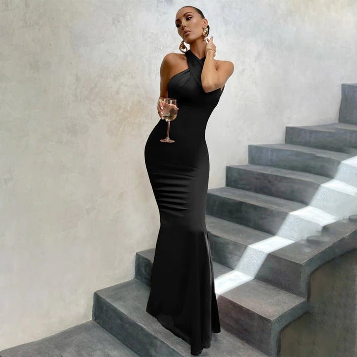Glea | Luxury Halter Evening Dress with Slim Fit Gala Dresses