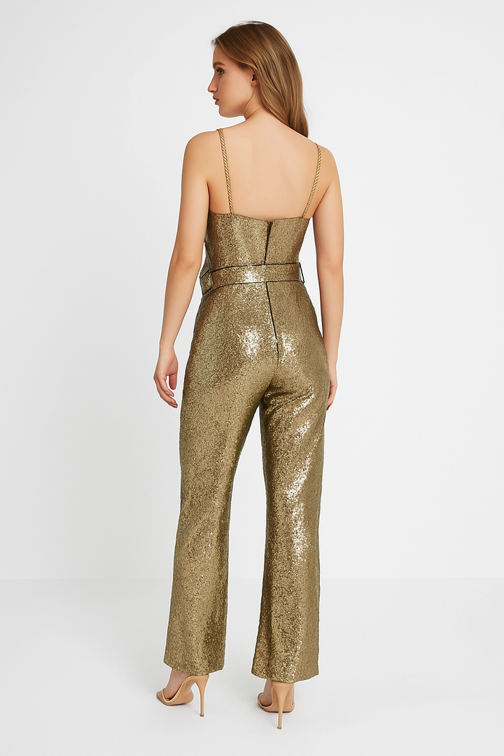 Janine | Glamorous Sequin Jumpsuit with Flared Legs
