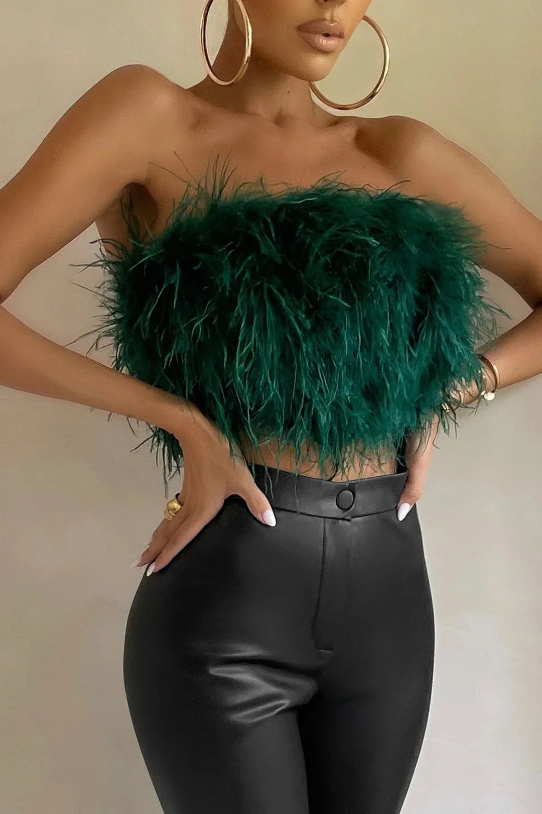 Genevieve | Feather Crop Top