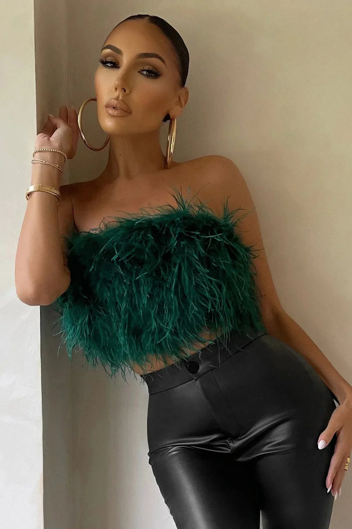 Genevieve | Feather Crop Top