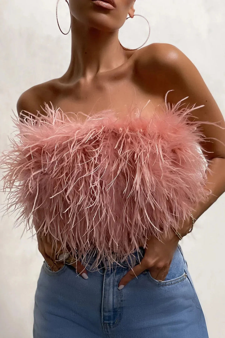 Genevieve | Feather Crop Top