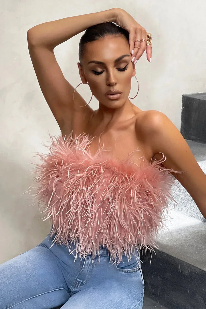 Genevieve | Feather Crop Top