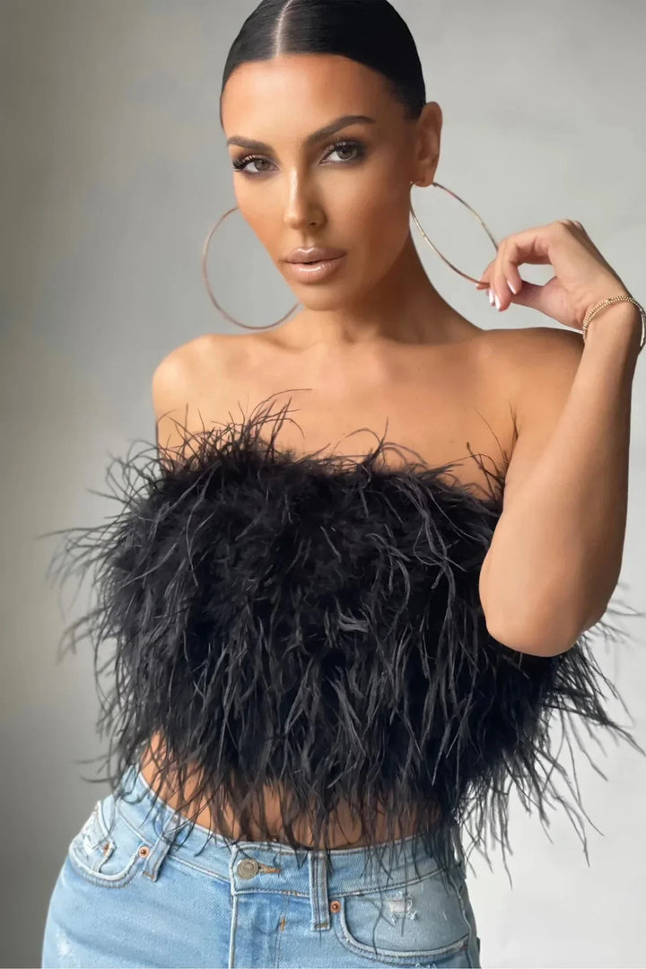 Genevieve | Feather Crop Top
