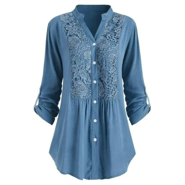 Jessicah | Elegant Tunic Blouse with Lace Detail