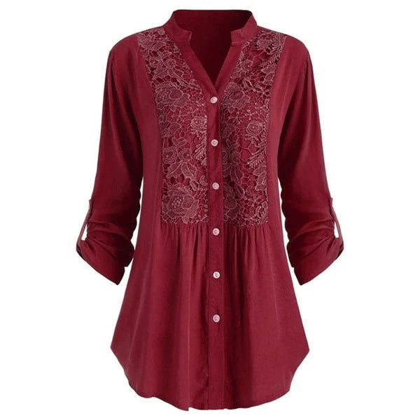 Jessicah | Elegant Tunic Blouse with Lace Detail