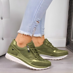 Lightweight Sneakers with Zipper Detail and Mesh for Women