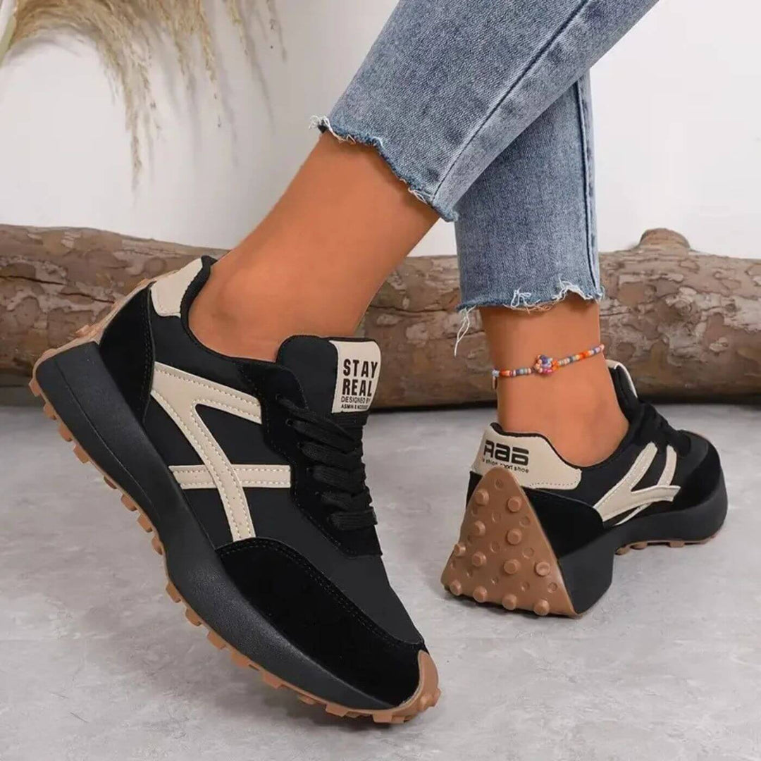Lightweight Sneakers with Contrast Details and Laces for Women