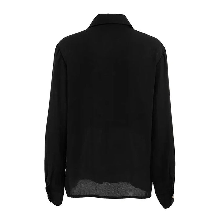 Refined Pleated Women's Blouse with Long Sleeve