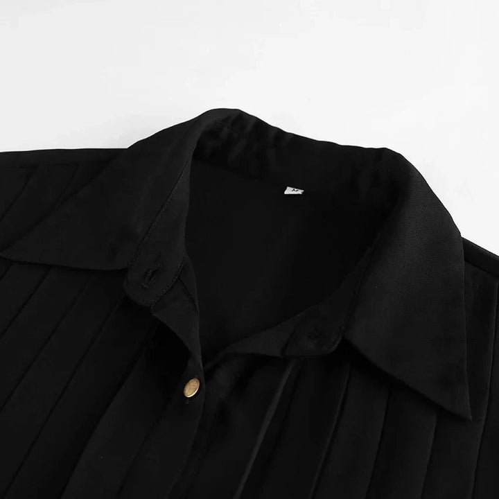 Refined Pleated Women's Blouse with Long Sleeve