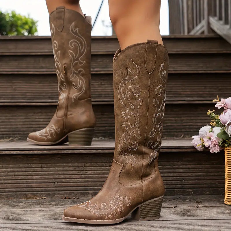 Stylish High Cowboy Women's Boots with Heel