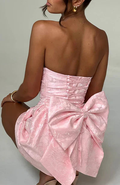 Yanci | Luxe Strapless Mini Dress with Bow Detail