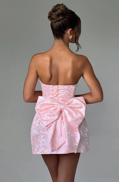 Yanci | Luxe Strapless Mini Dress with Bow Detail