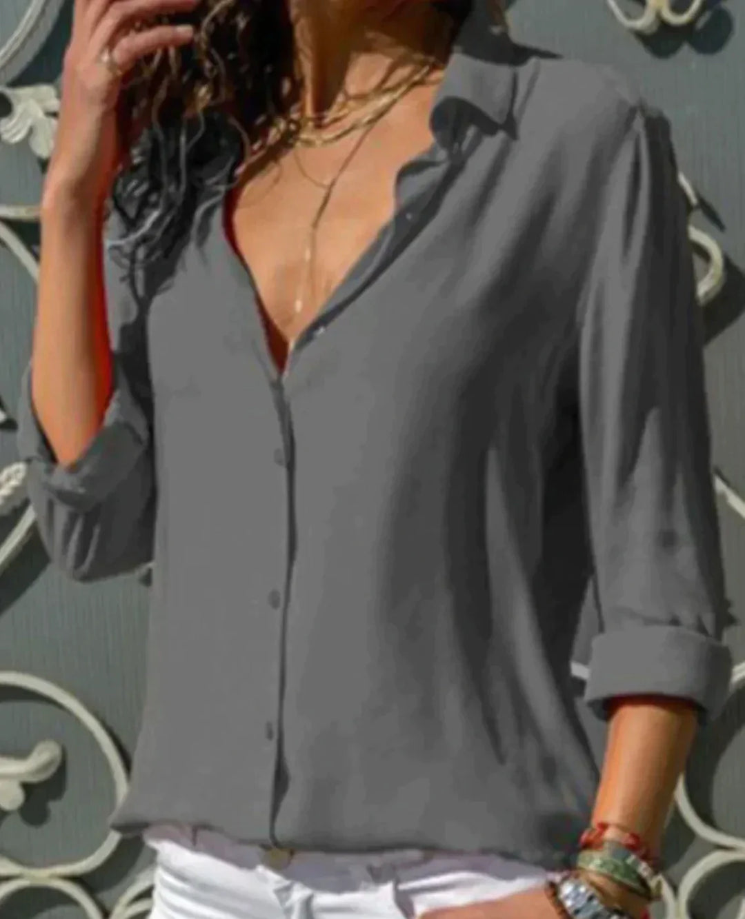 Teila | Satin Blouse with Elegant Buttons