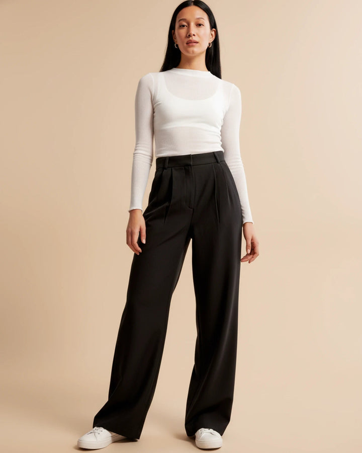 Comfortable Women's Pants with High Waist and Wide Legs