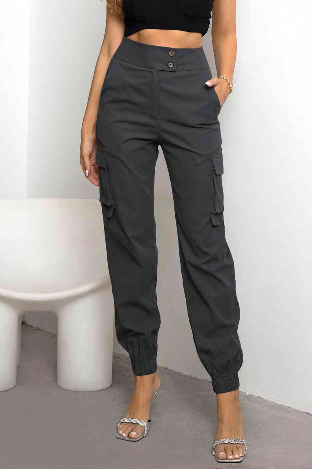 Trendy Women's Cargo Pants with High Waist and Straight Fit