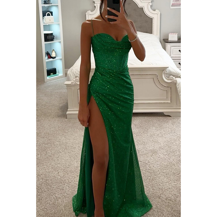 Aubrey | Satin Gala Maxi Dress with Split