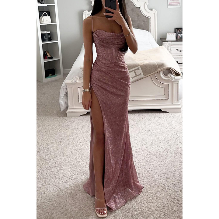 Aubrey | Satin Gala Maxi Dress with Split