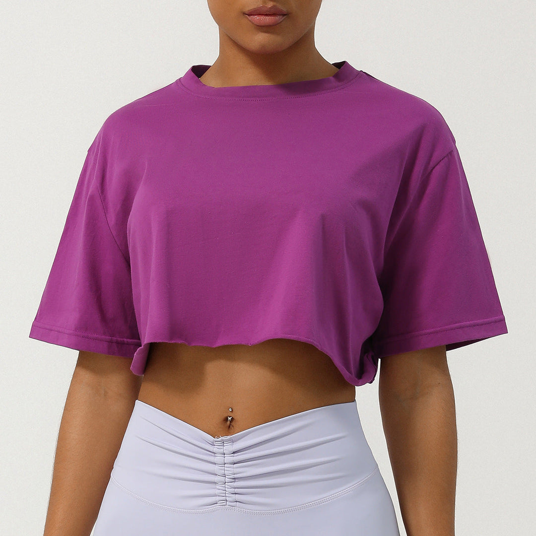 Trendy Women's Crop Top with Short Sleeves and Loose Fit