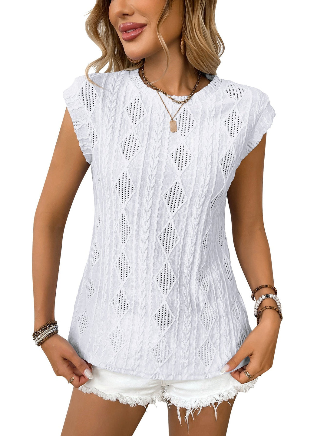 Women's Elegant Knit Top with Cable Pattern and Loose Fit