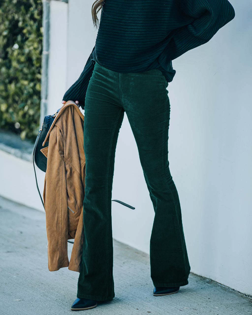 Women's Corduroy Flared Jeans with High Waist