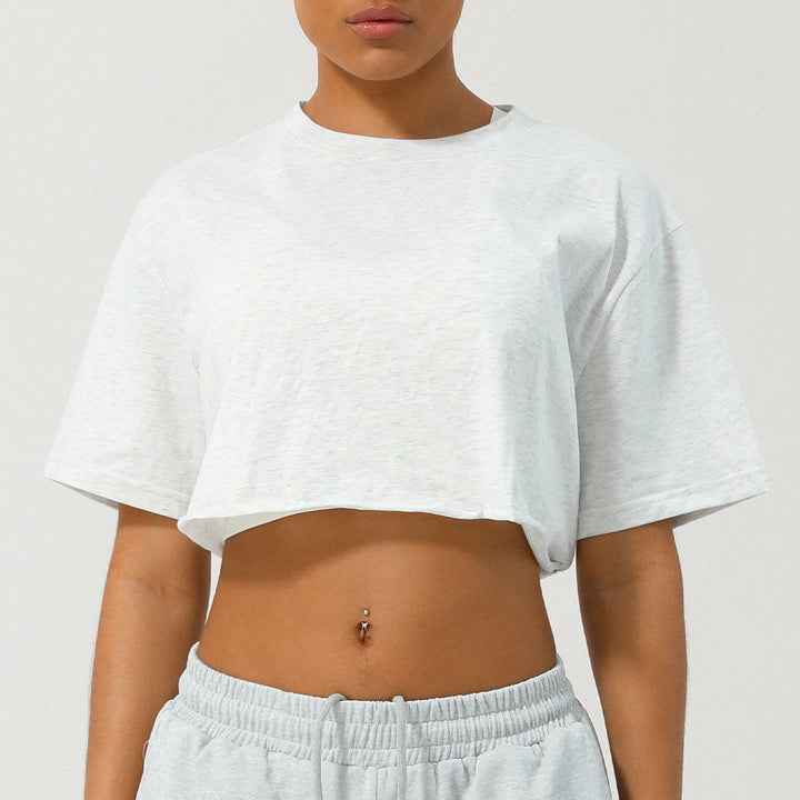 Trendy Women's Crop Top with Short Sleeves and Loose Fit