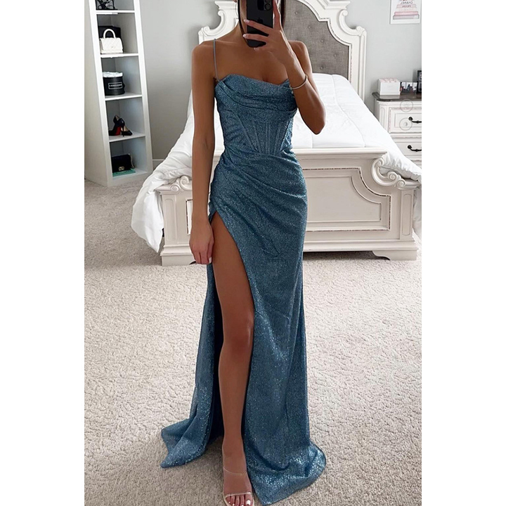 Aubrey | Satin Gala Maxi Dress with Split