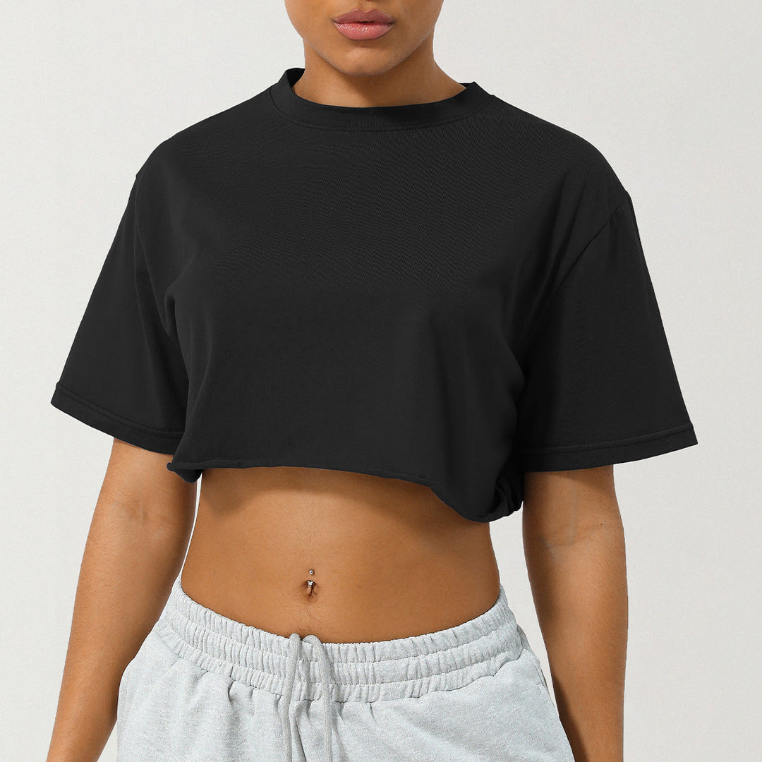Trendy Women's Crop Top with Short Sleeves and Loose Fit
