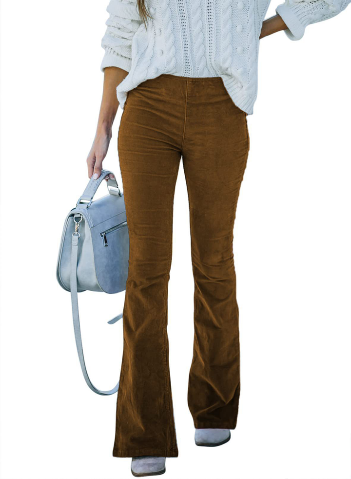 Women's Corduroy Flared Jeans with High Waist