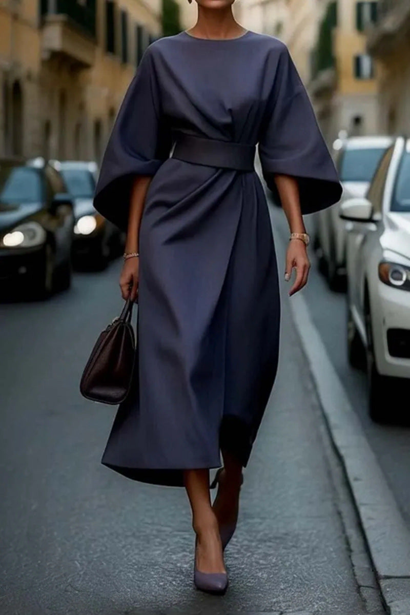 Samara | Elegant Balloon-Sleeve Midi Dress