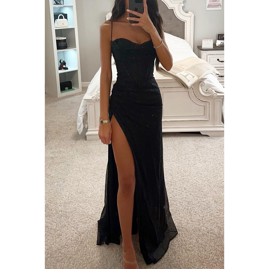 Aubrey | Satin Gala Maxi Dress with Split
