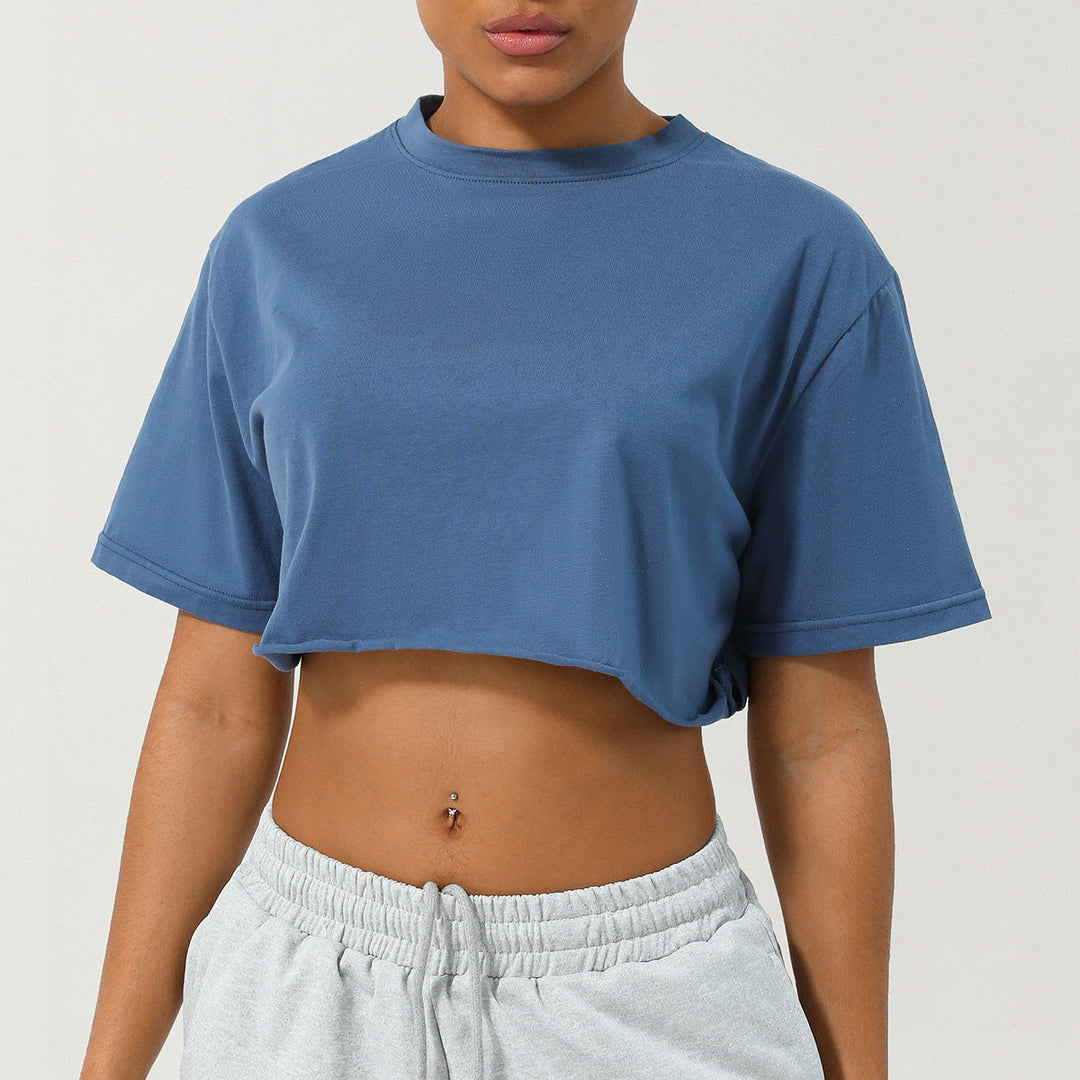 Trendy Women's Crop Top with Short Sleeves and Loose Fit