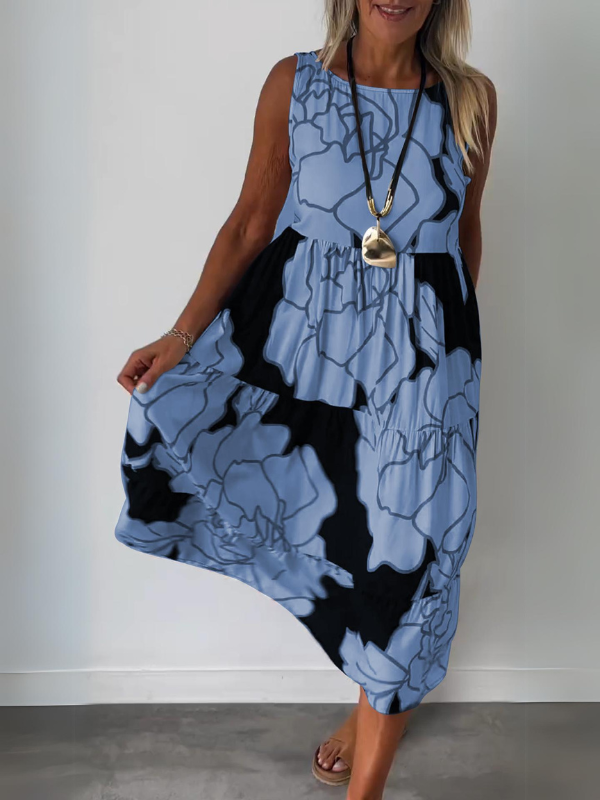 Marga | Sleeveless Midi Dress with Abstract Print