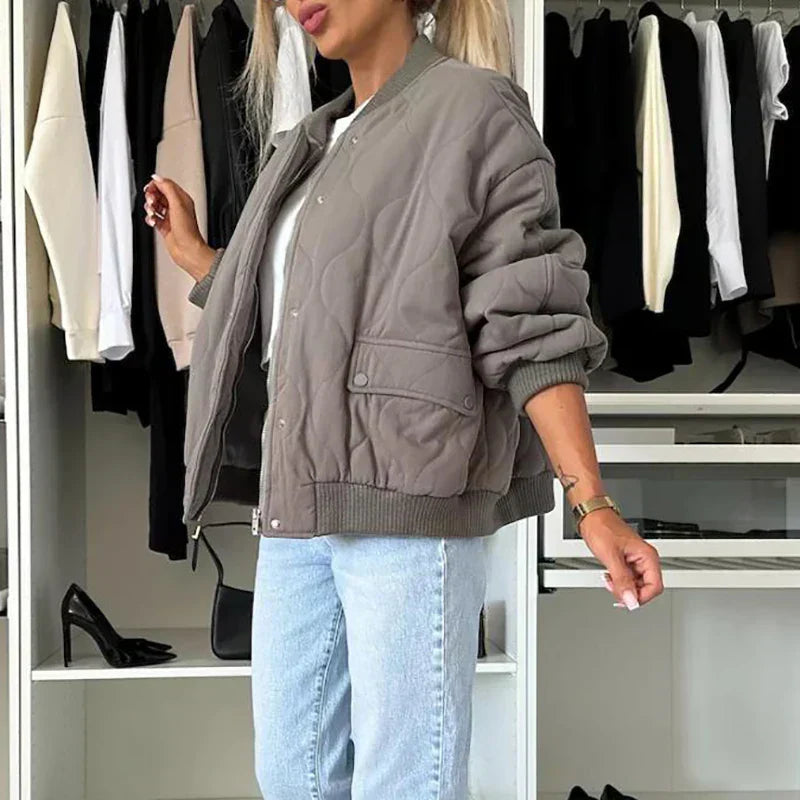 Oversized Padded Bomber Jacket for Women