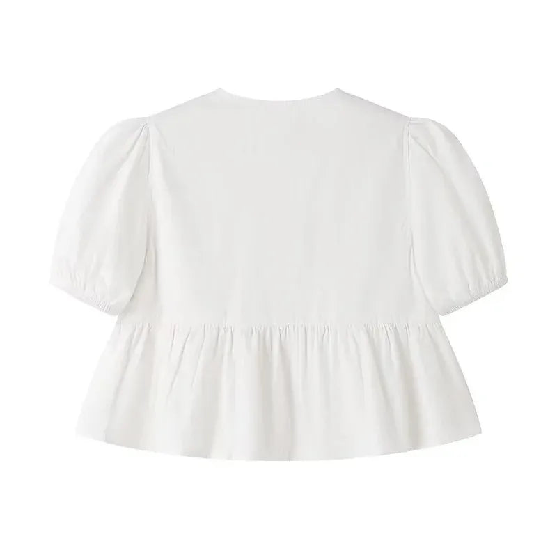 Allegra | Puff Sleeve Top with Bow Detail for Women