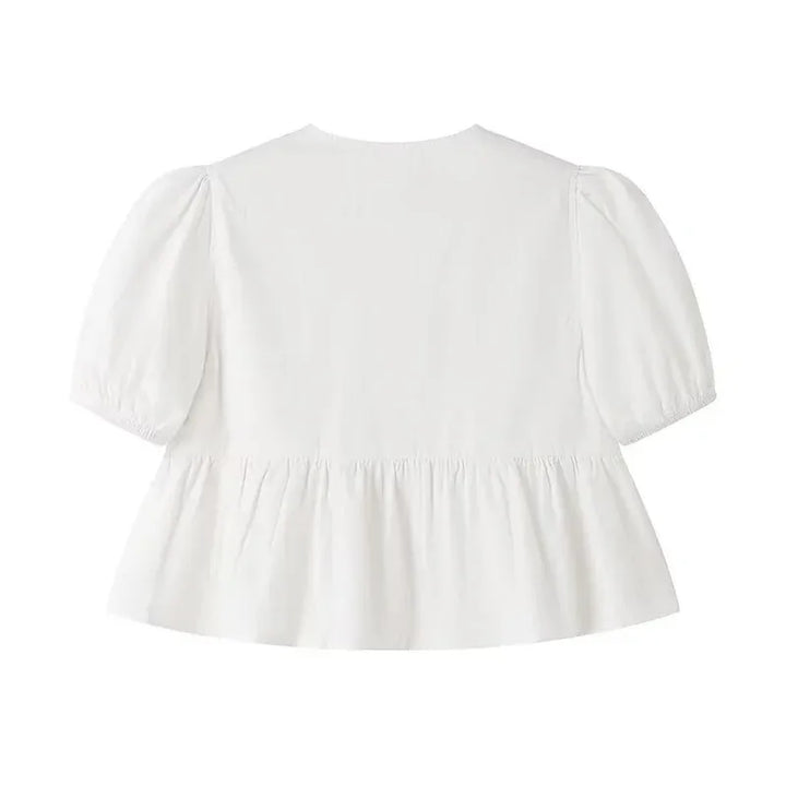 Allegra | Puff Sleeve Top with Bow Detail for Women