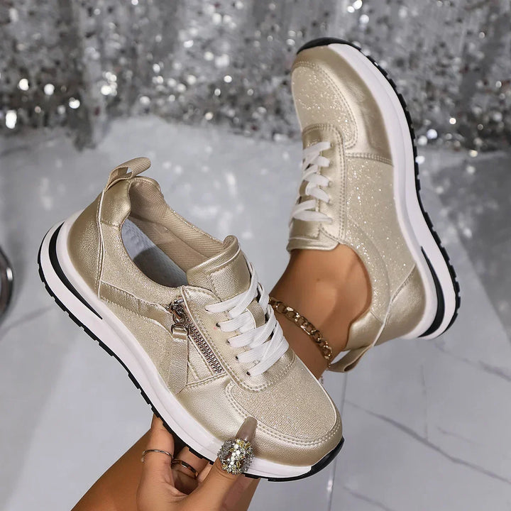 Comfortable Women's Sneakers with Laces and Non-Slip Sole
