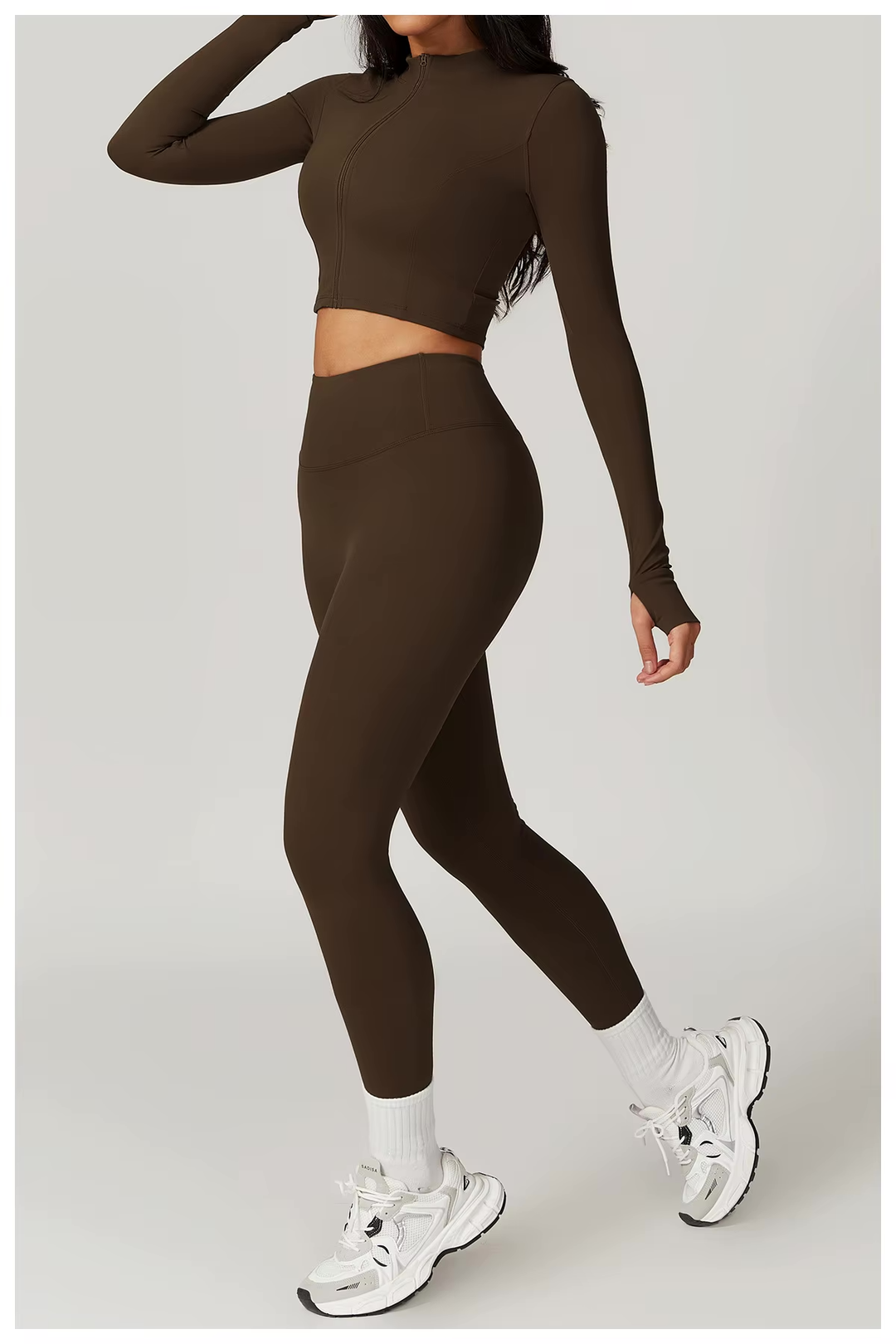 Fitness Tracksuit Women’s 3-Piece Sports Set with High Waist Leggings, Crop Top, and Jacket