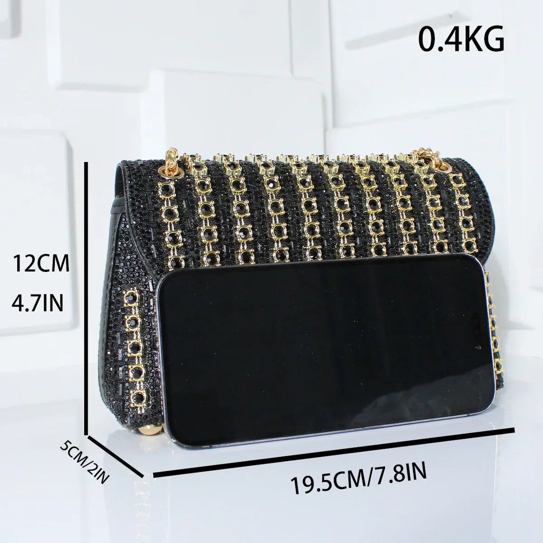 Tadea | Statement Shoulder Bag with Rhinestone Mosaic