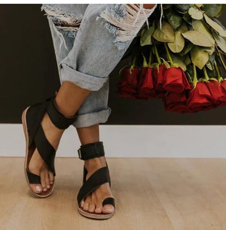 Agnolla | Ankle Strap Sandals with Cross Design