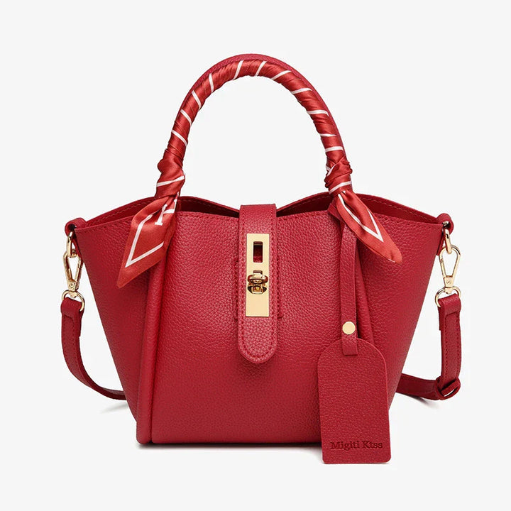 Tery | Luxurious Handbag with Scarf Detail and Gold Closure