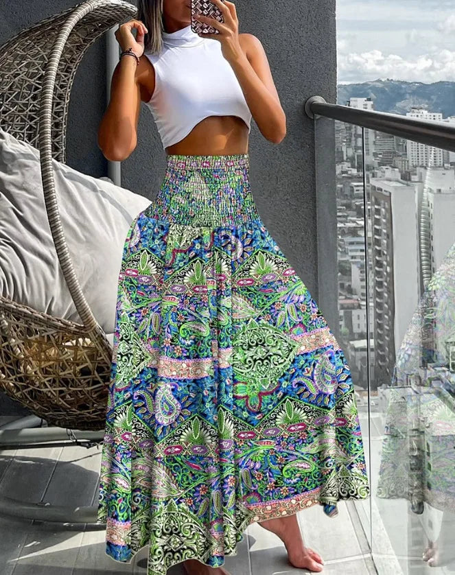 Kamelia | Tropical Wrap Skirt with High Waist